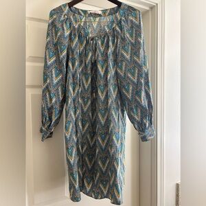 Alice & Trixie Gorgeous 100% Silk Geometric Print Grey Blue Orange Size Large
